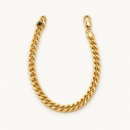 Textured Curb Bracelet — Gold — white background