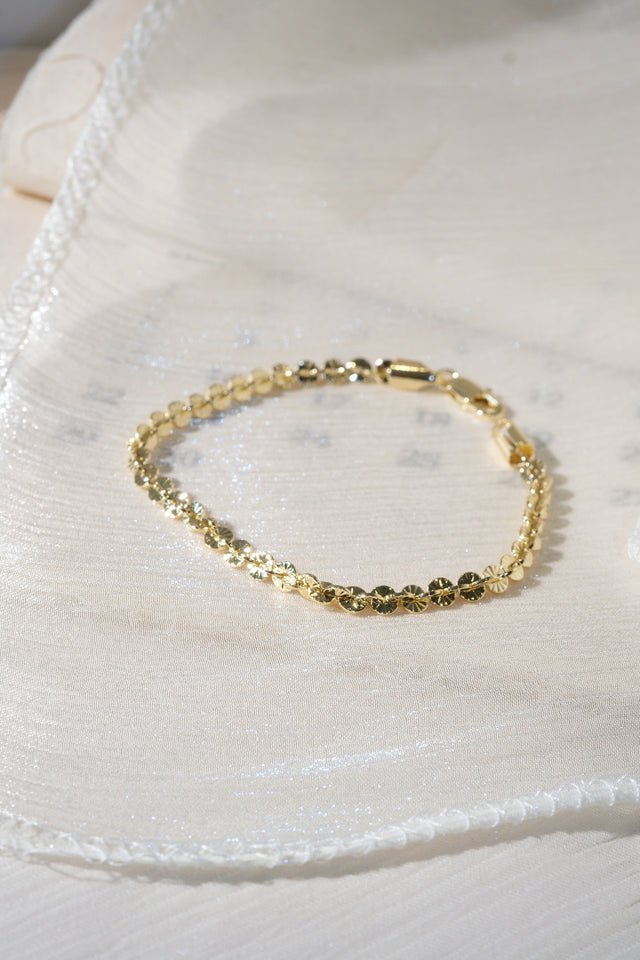 Etched Disc Link Bracelet — Gold