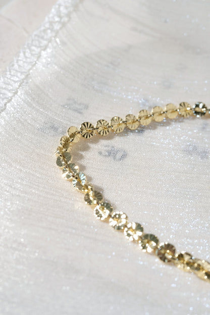 Etched Disc Link Bracelet — Gold — edited real product photo