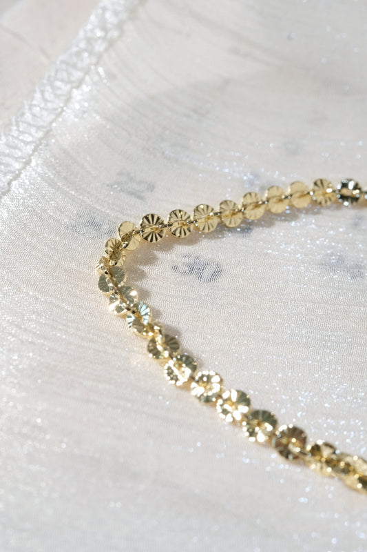 Etched Disc Link Bracelet — Gold — edited real product photo