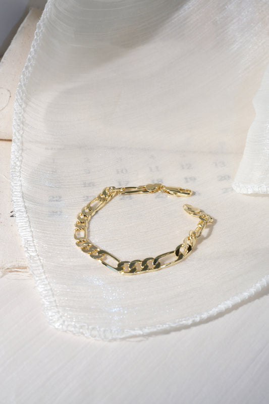 Figaro Chain Bracelet — Gold — edited real product photo