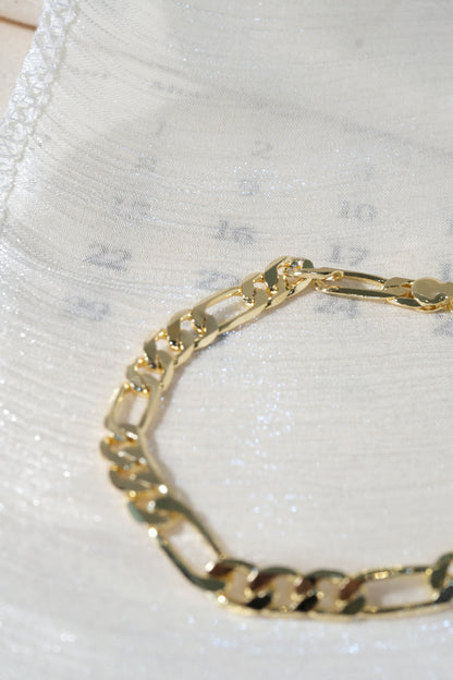 Figaro Chain Bracelet — Gold — edited real product photo