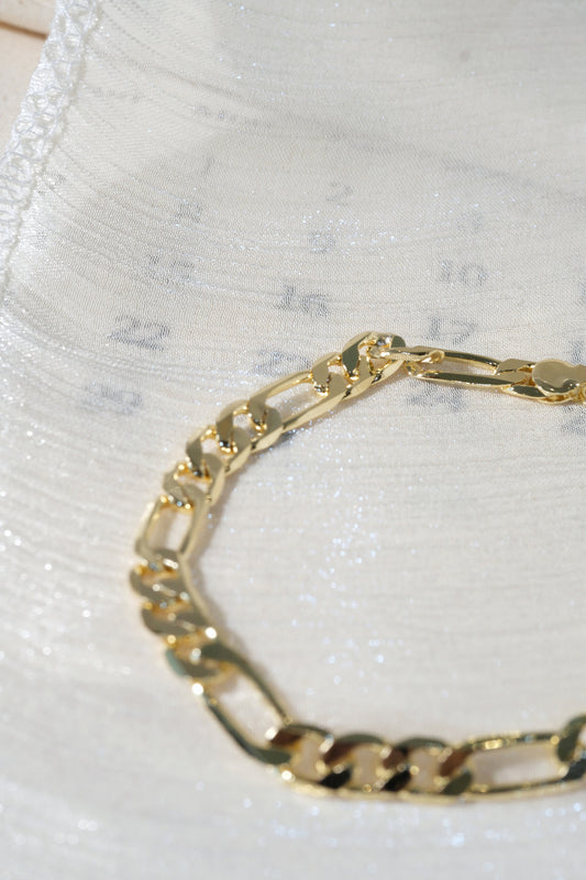 Figaro Chain Bracelet — Gold — edited real product photo