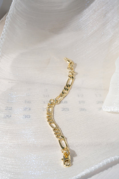 Figaro Chain Bracelet — Gold — edited real product photo