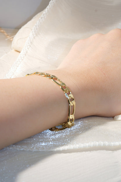 Figaro Chain Bracelet — Gold — edited real product photo