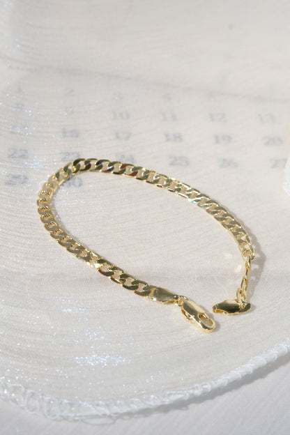 Slim Curb Chain Bracelet — Gold — edited real product photo