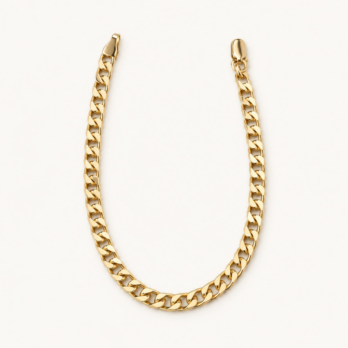 Slim Curb Chain Bracelet — Gold — white background