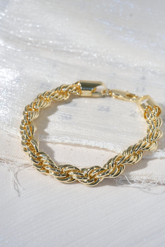 Twisted Rope Bracelet — Gold — edited real product photo