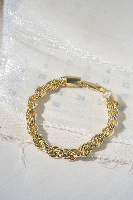Twisted Rope Bracelet — Gold — edited real product photo