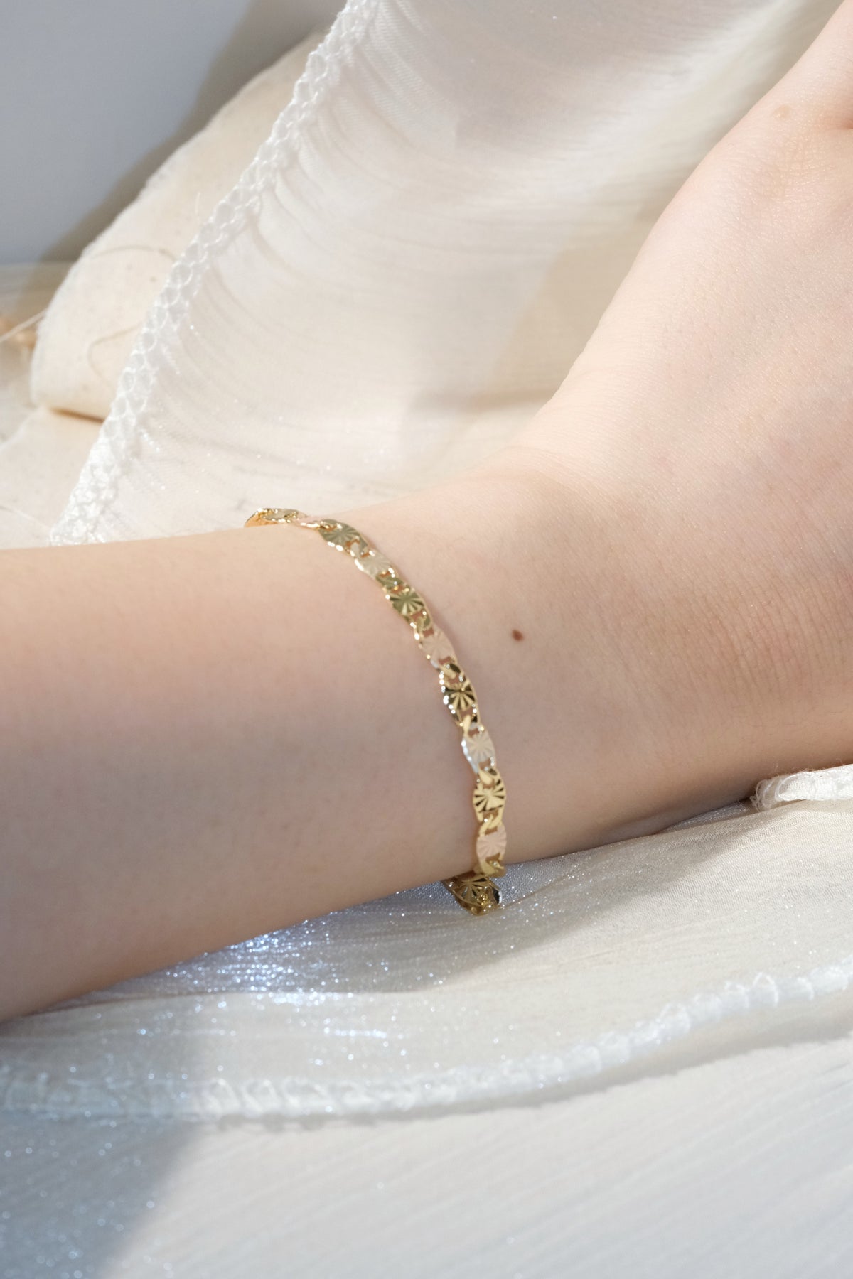 Mixed Tone Etched Link Bracelet — edited real product photo