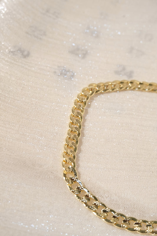 Fine Textured Curb Bracelet — Gold — edited real product photo