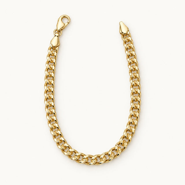 Fine Textured Curb Bracelet — Gold