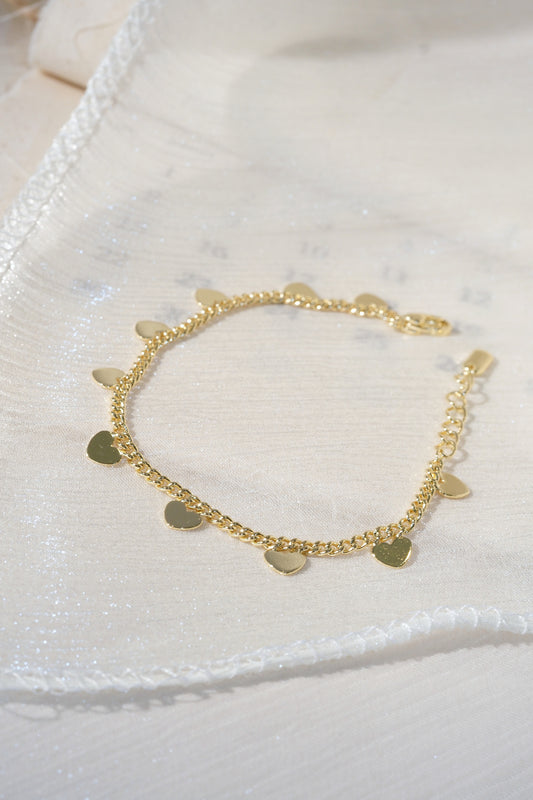 Heart Charm Bracelet — Gold — edited real product photo
