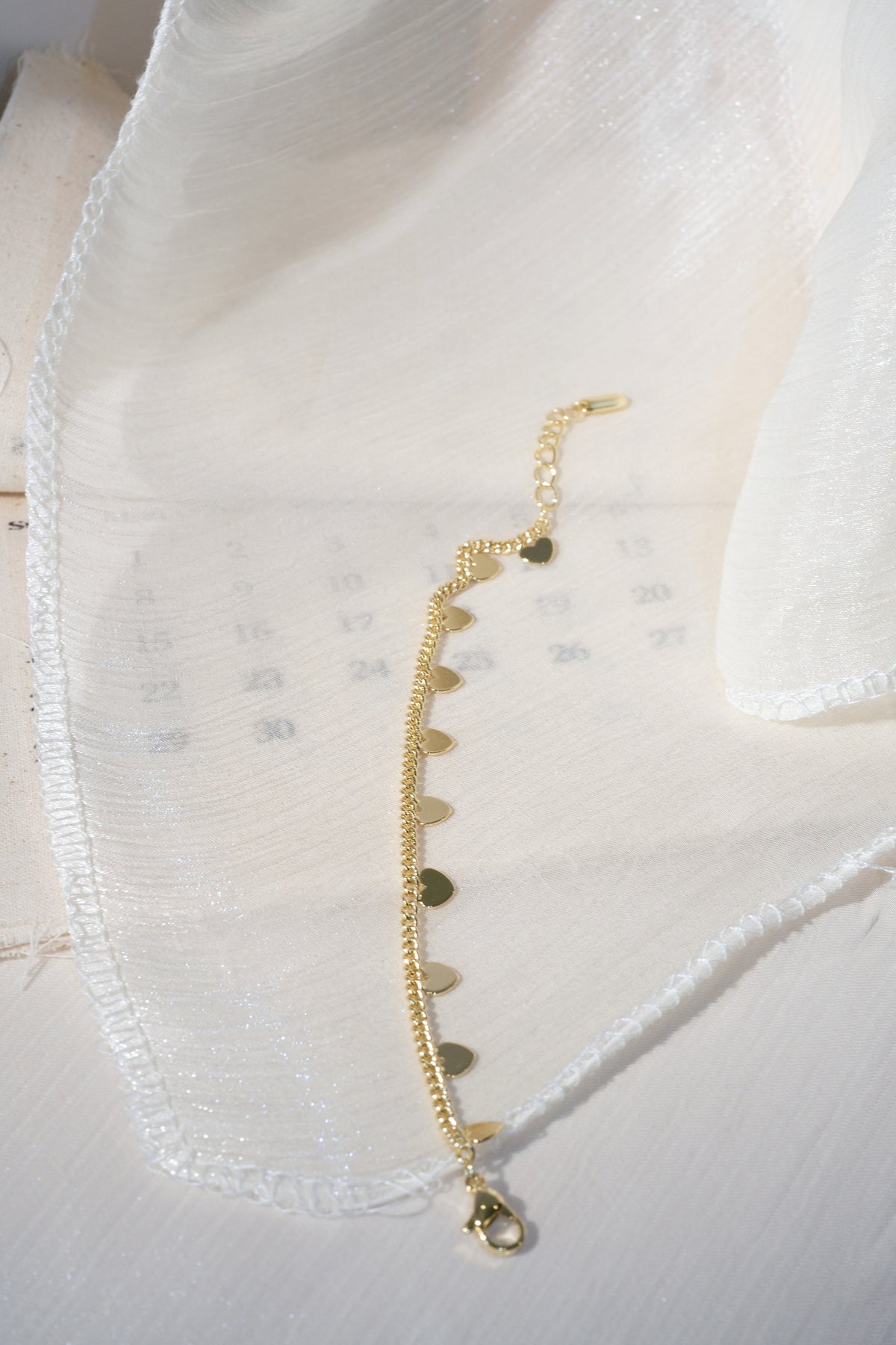 Heart Charm Bracelet — Gold — edited real product photo