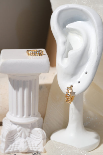 Double Row CZ Hoops — Gold — edited real product photo