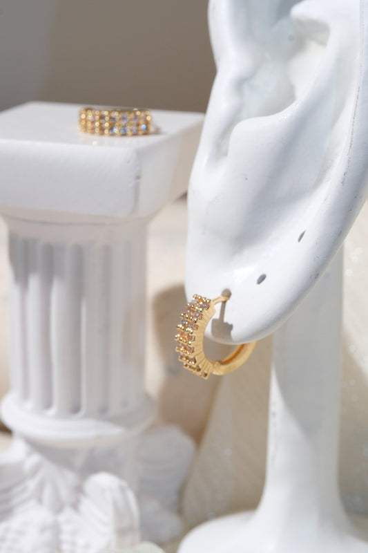 Double Row CZ Hoops — Gold — edited real product photo