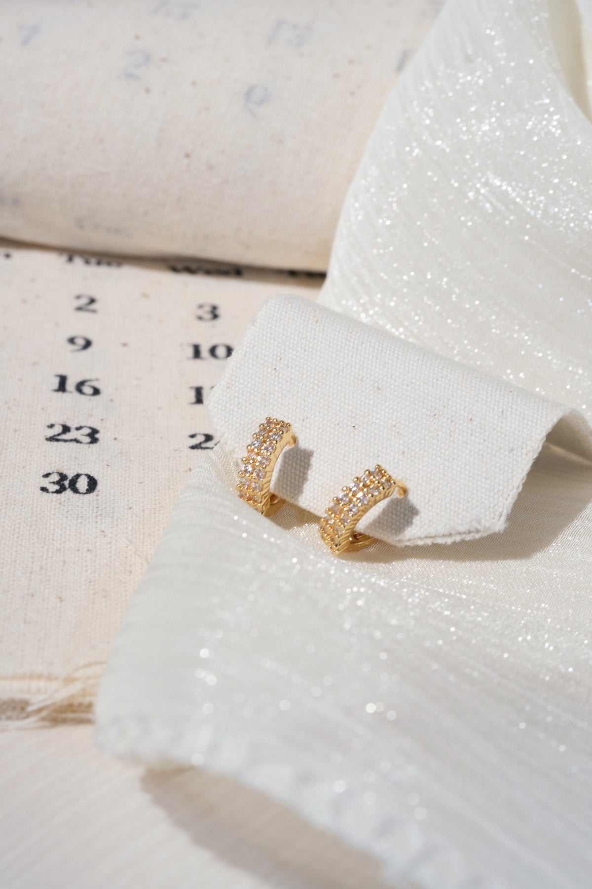 Double Row CZ Hoops — Gold — edited real product photo