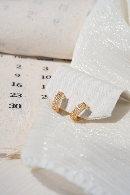 Double Row CZ Hoops — Gold — edited real product photo