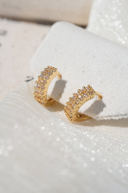 Double Row CZ Hoops — Gold — edited real product photo