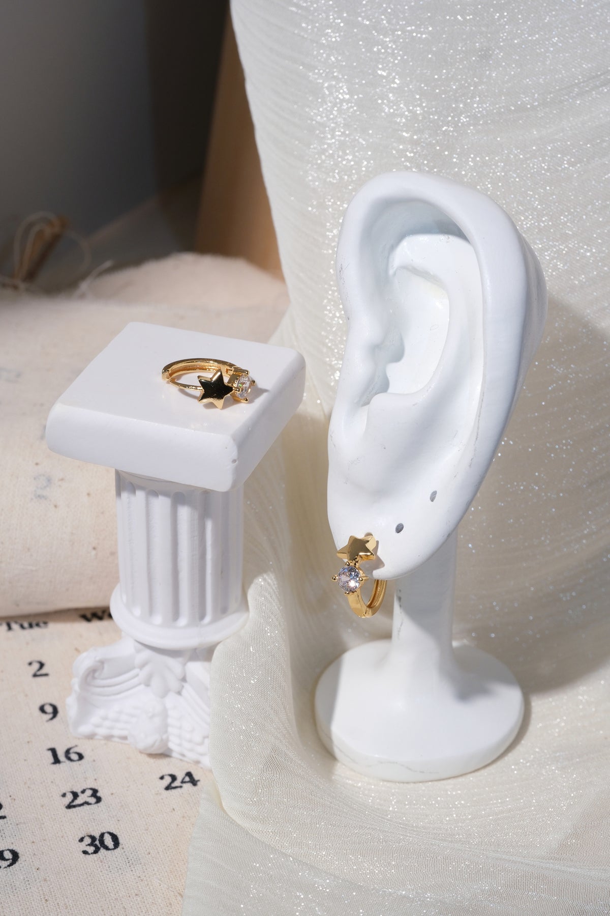 Starlight CZ Hoops — Gold — edited real product photo