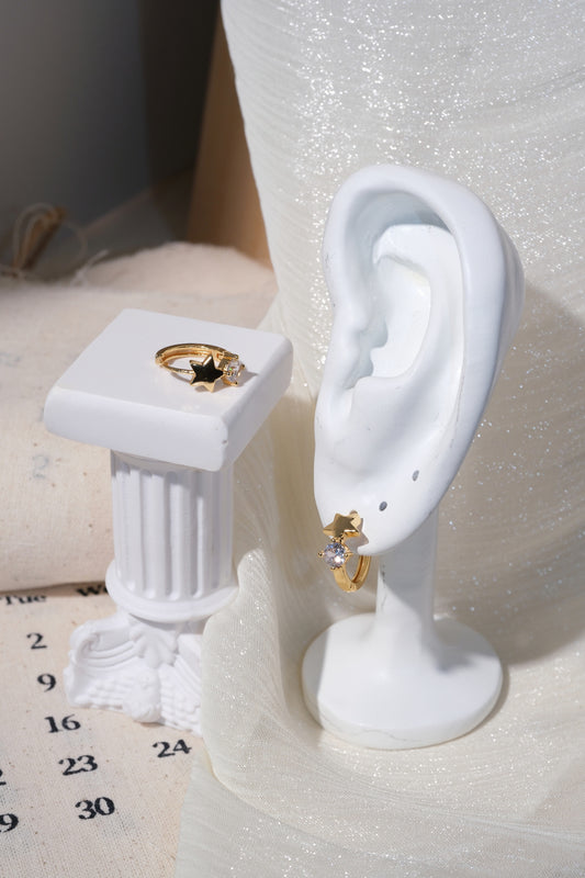 Starlight CZ Hoops — Gold — edited real product photo
