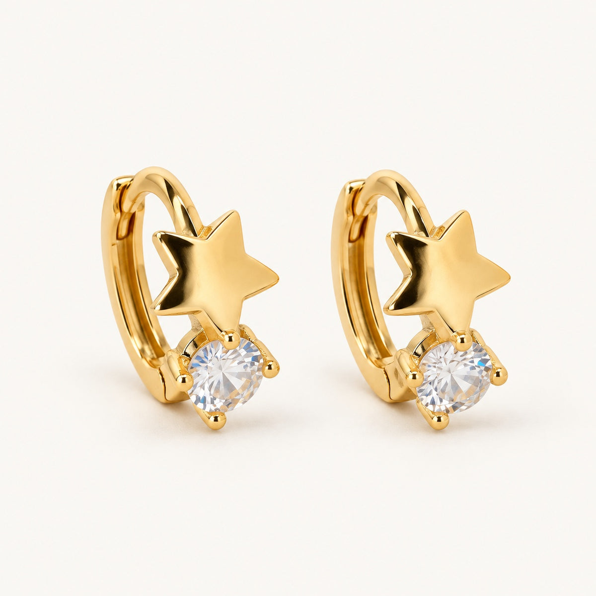 Starlight CZ Hoops — Gold — white background