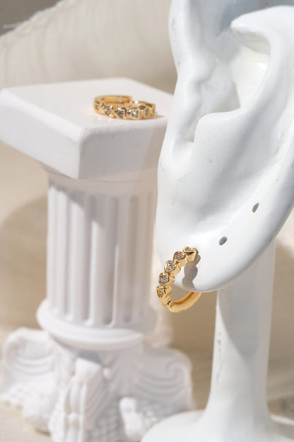 Heart Bezel CZ Hoops — Gold — edited real product photo