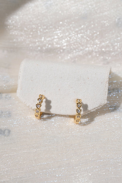 Heart Bezel CZ Hoops — Gold — edited real product photo
