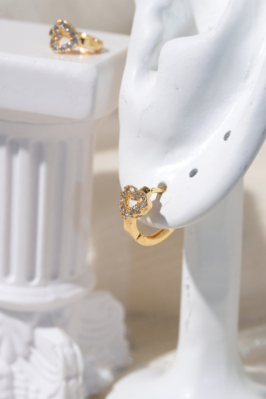 Open Heart Pave Huggies — Gold — edited real product photo