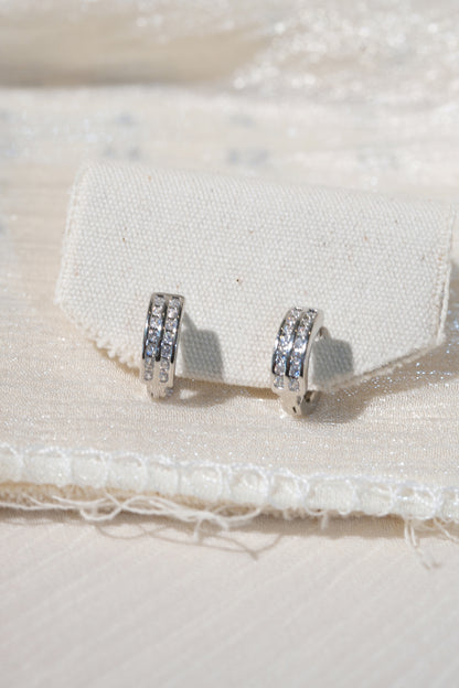 Double Channel CZ Hoops — Silver — edited real product photo