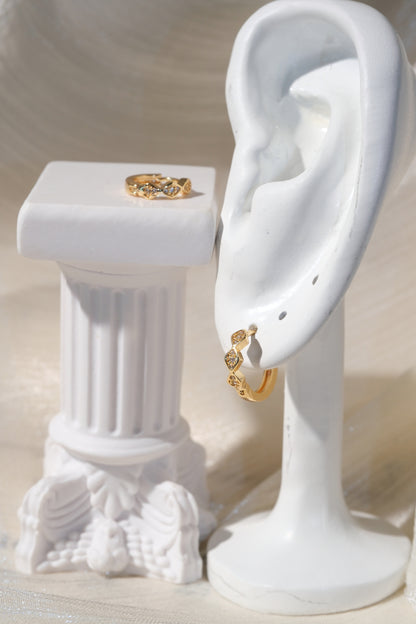 Geometric CZ Huggies — Gold — edited real product photo