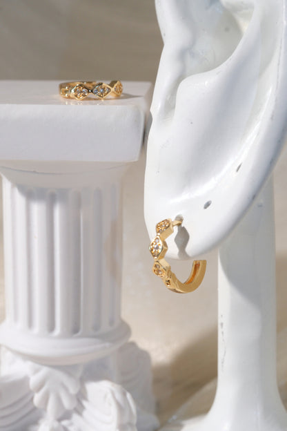 Geometric CZ Huggies — Gold — edited real product photo