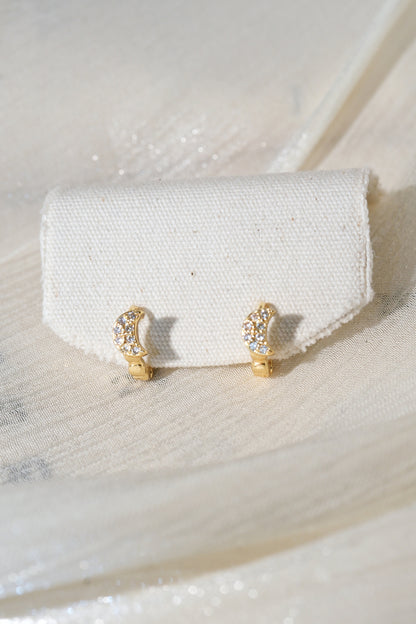 Crescent Pave Huggies — Gold — edited real product photo