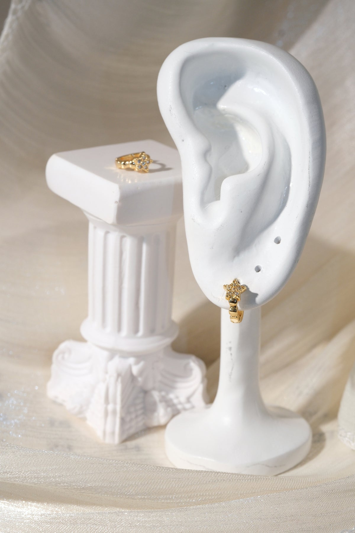 Star Pave Huggies — Gold — edited real product photo
