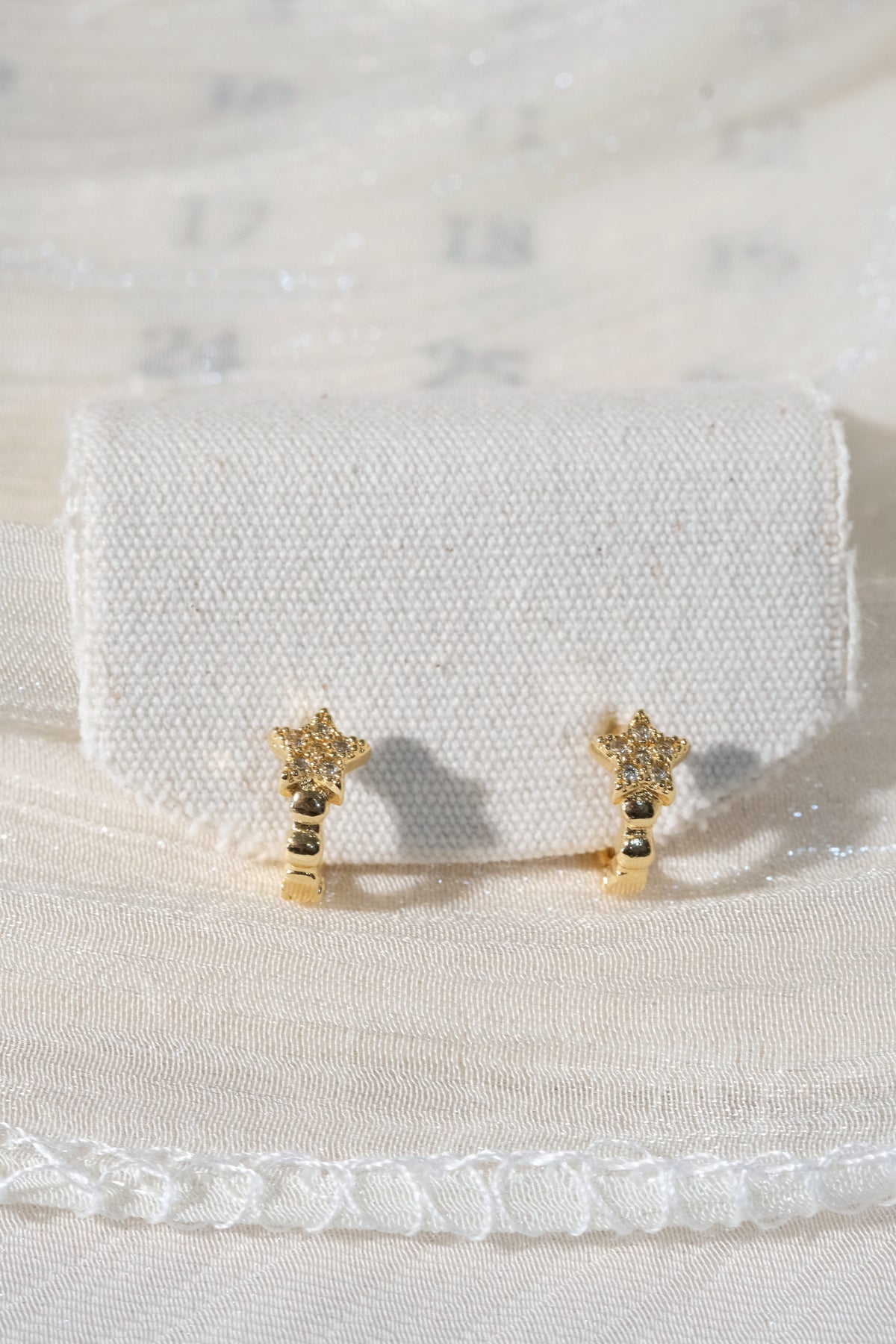 Star Pave Huggies — Gold — edited real product photo
