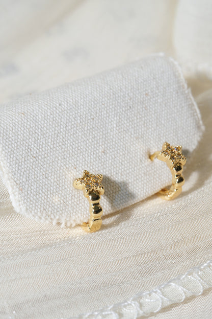 Star Pave Huggies — Gold — edited real product photo