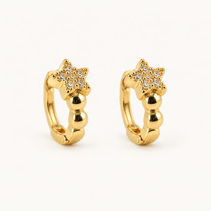 Star Pave Huggies — Gold — white background