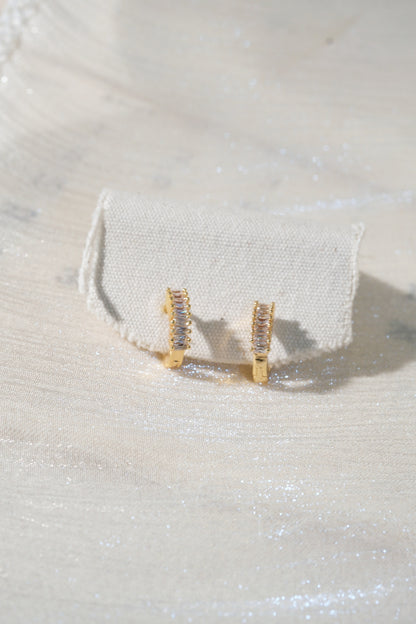 Baguette CZ Huggies — Gold — edited real product photo