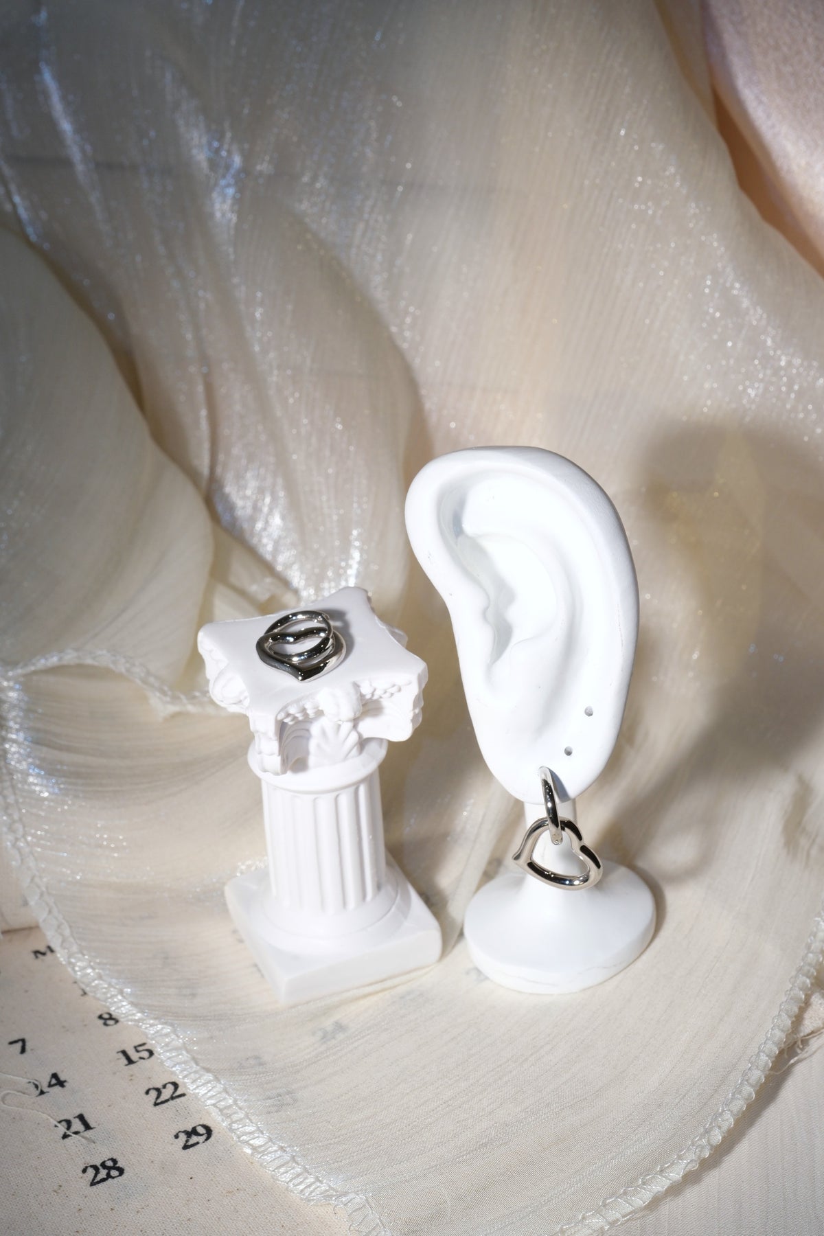 Open Heart Drop Earrings — Silver — edited real product photo