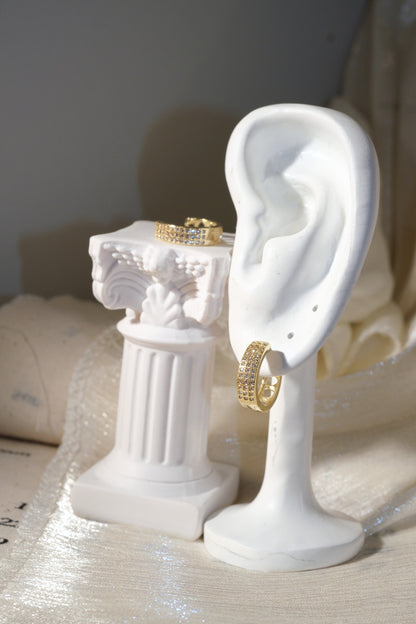 Pavé Hoop Earrings — Gold — edited real product photo