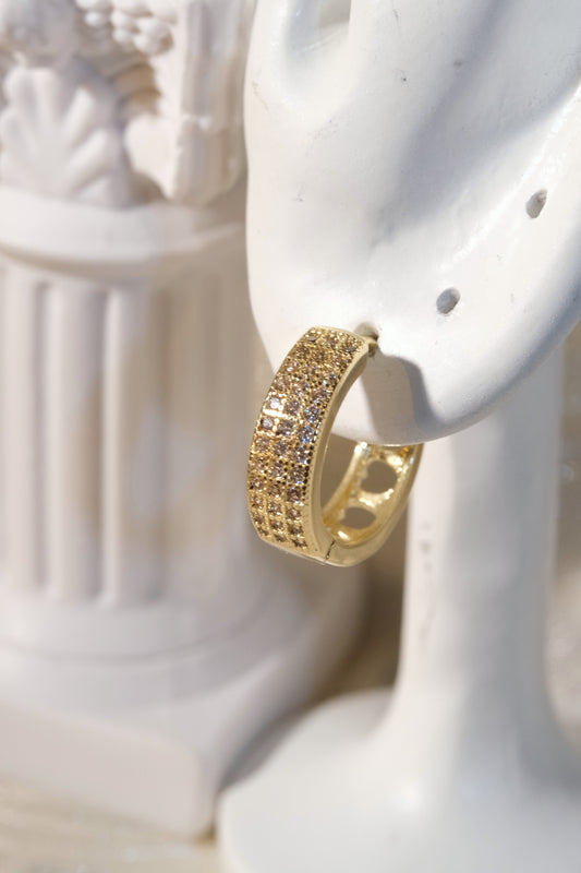 Pavé Hoop Earrings — Gold — edited real product photo