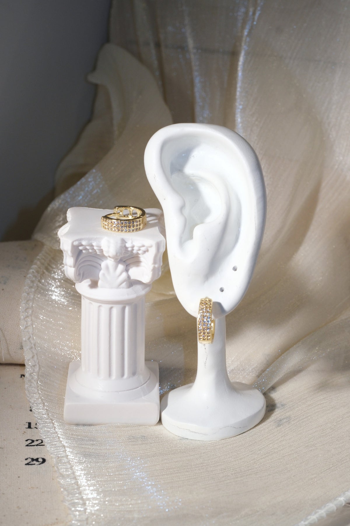Pavé Hoop Earrings — Gold — edited real product photo