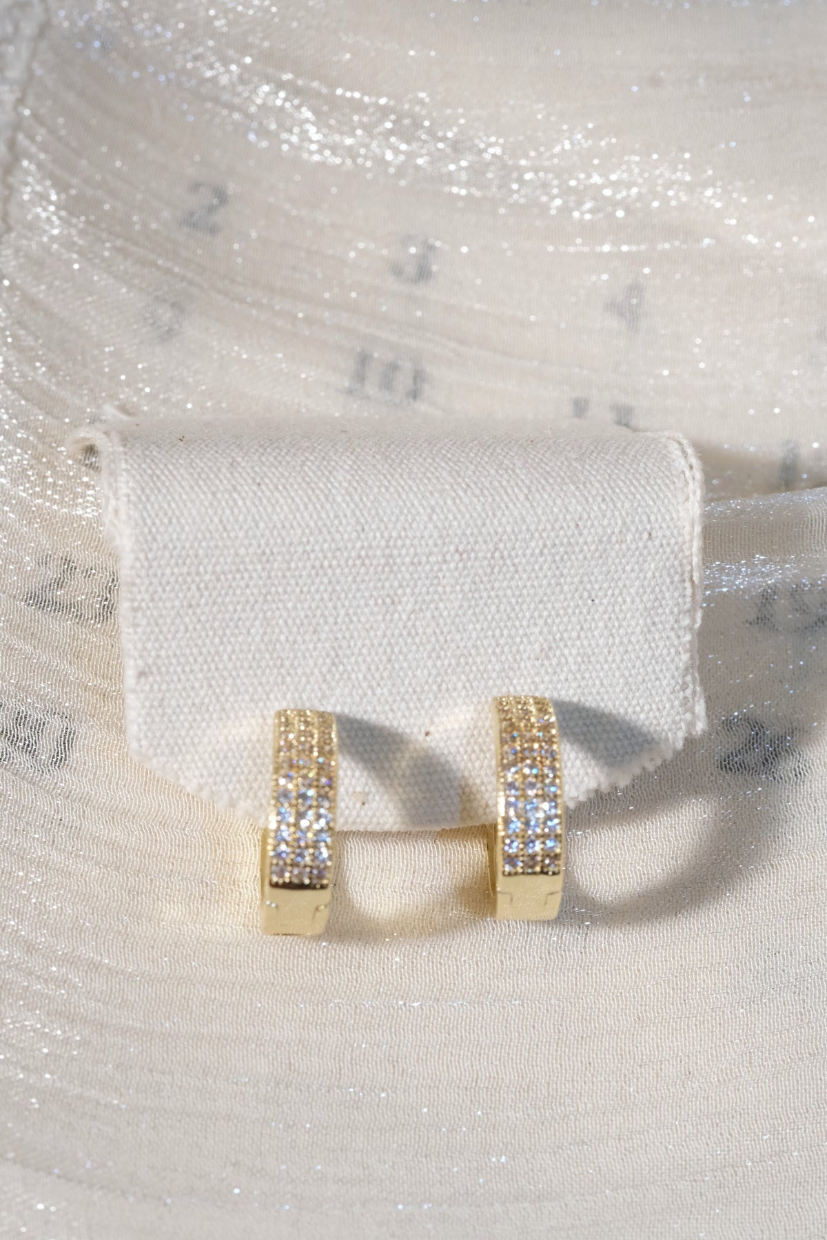 Pavé Hoop Earrings — Gold — edited real product photo