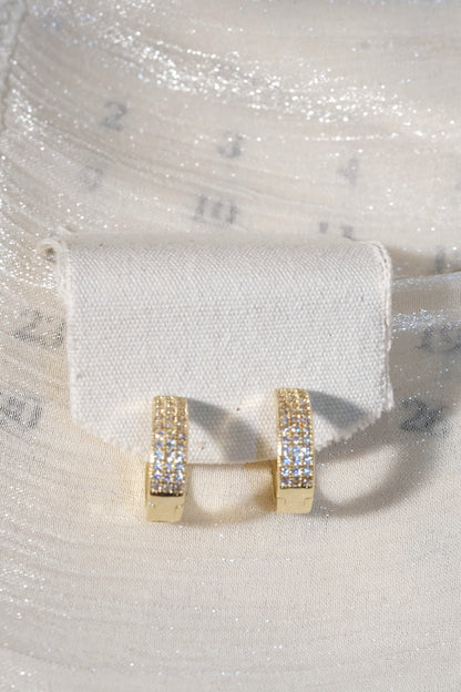 Pavé Hoop Earrings — Gold — edited real product photo