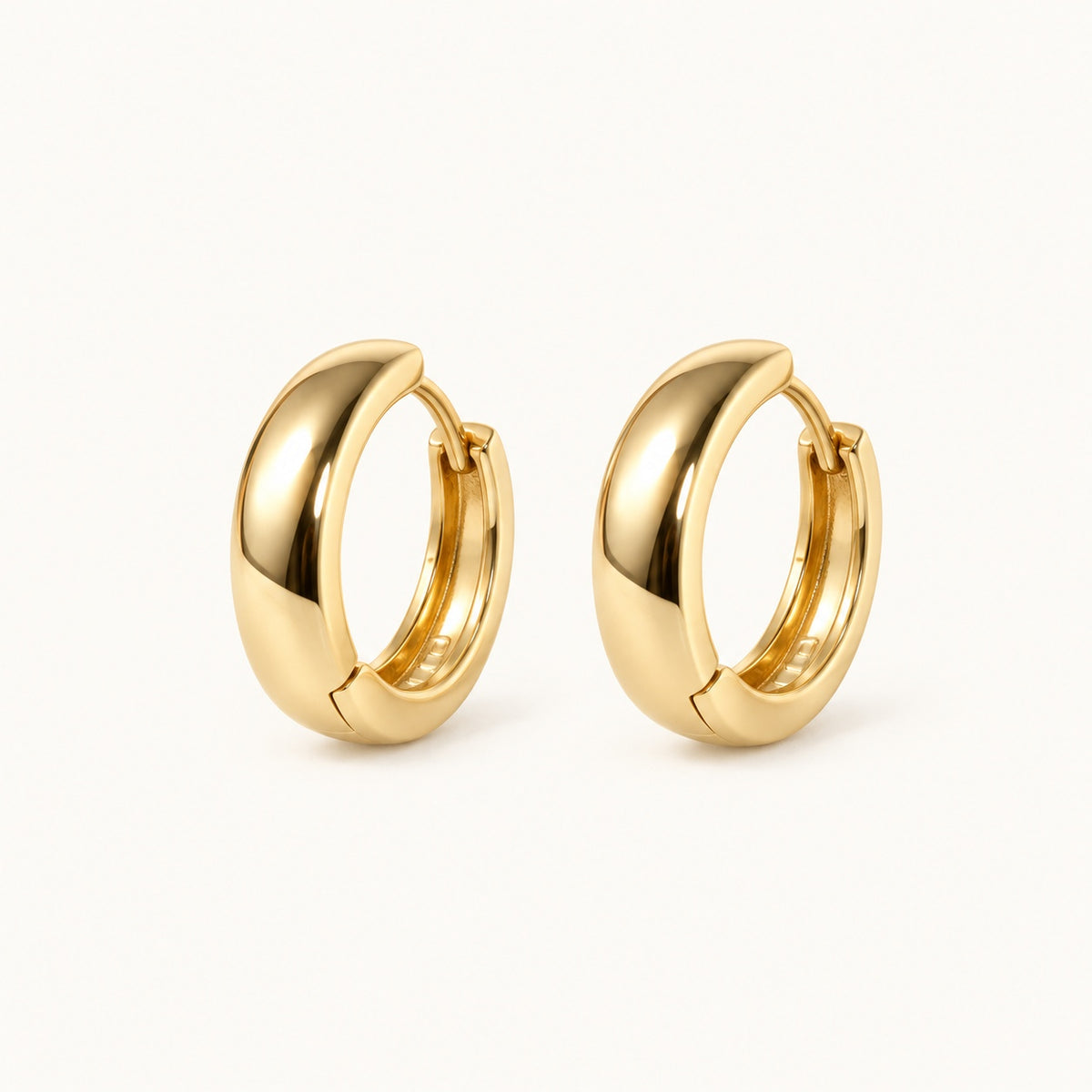 Everyday Polished Hoop Earrings — Gold — white background