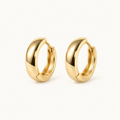 Everyday Polished Hoop Earrings — Gold — white background
