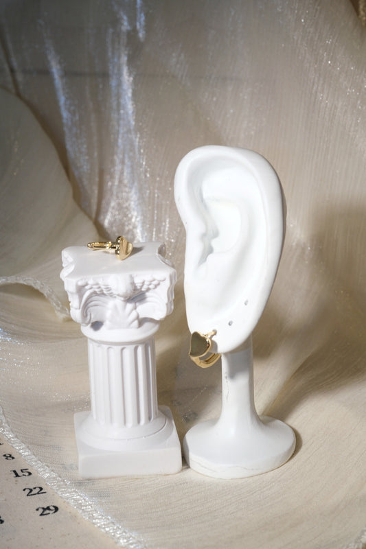 Heart Front Huggie Earrings — Gold — edited real product photo