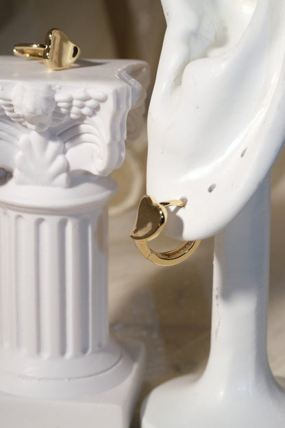 Heart Front Huggie Earrings — Gold — edited real product photo