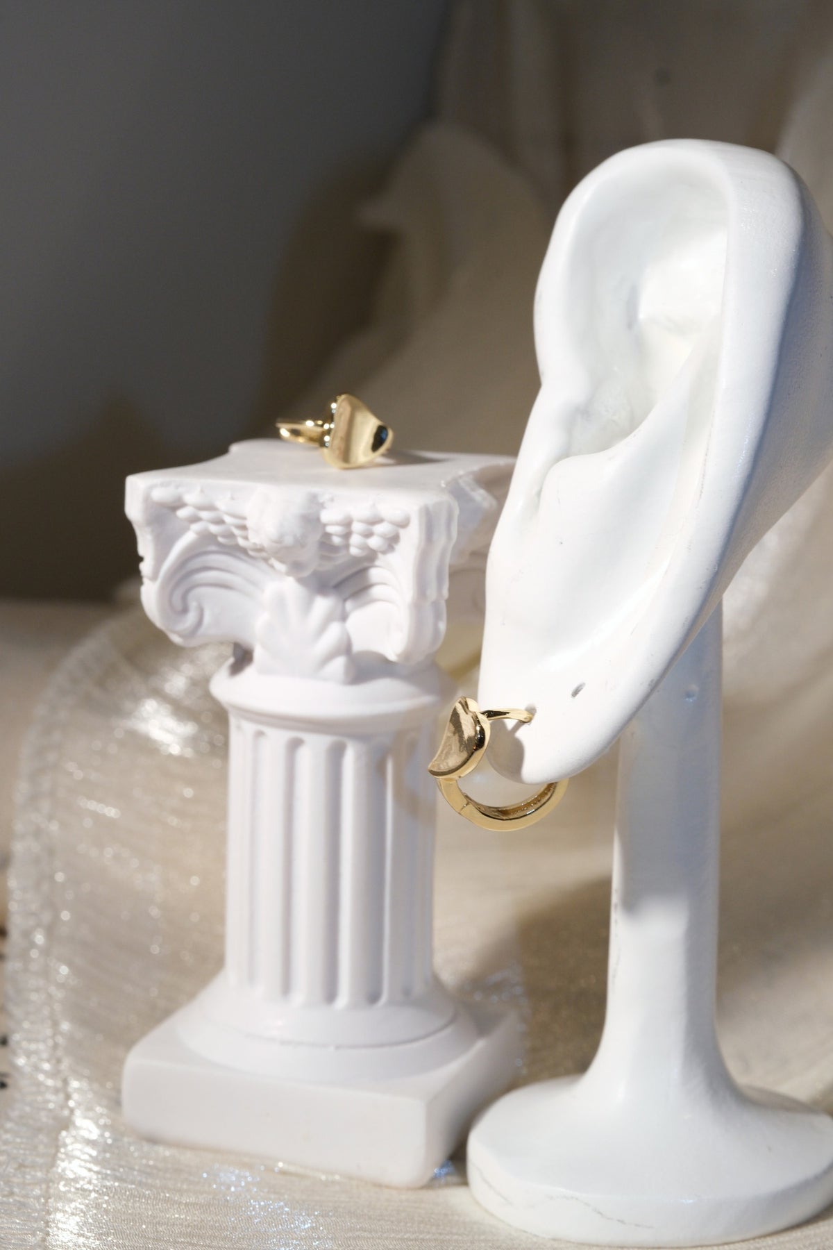 Heart Front Huggie Earrings — Gold — edited real product photo