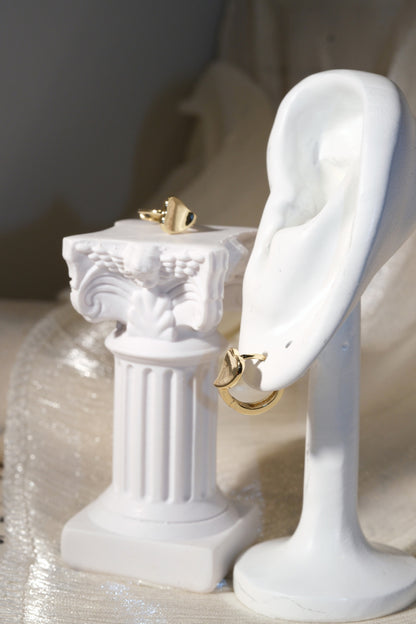 Heart Front Huggie Earrings — Gold — edited real product photo